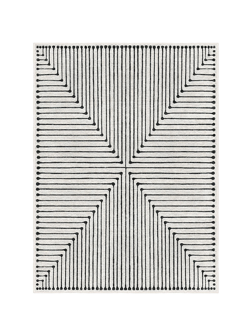 Siyah Dekoratif Özel Tasarım Yıkanabilir İnce Kaymaz Tabanlı Modern Halı KECE FR09