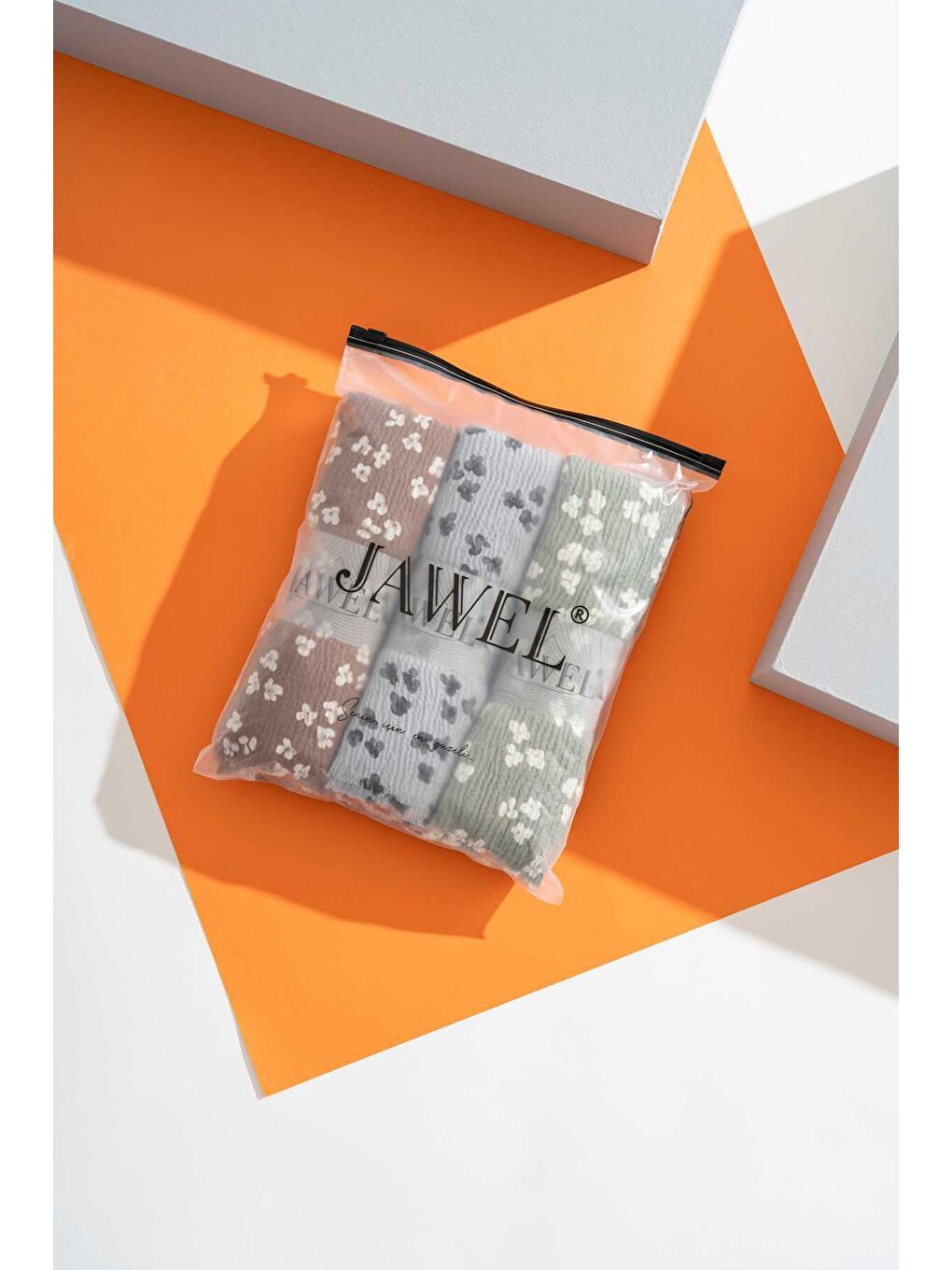 Karışık Kadın Kırışmaz Tesettür 3'lü Bürümcük Şal Paketi (Çikolata-Küf Yeşili-Açık Gri)-1