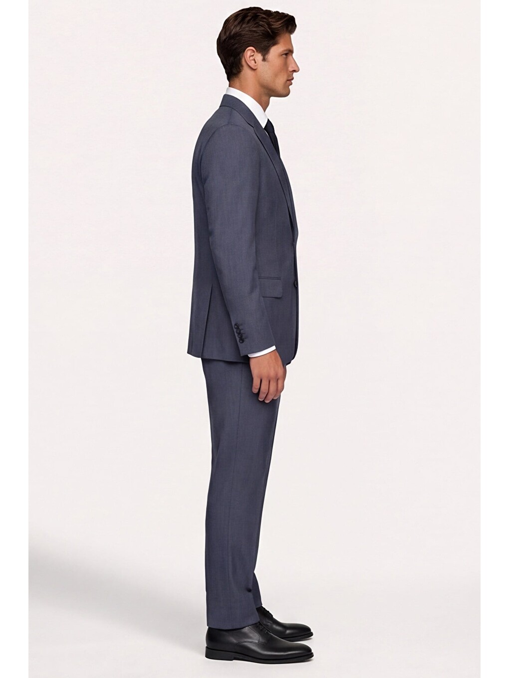 Giotelli Erkek Koyu Lacivert Dar Kesim Slim Fit Pamuklu Dokuma Çizgili 8 Drop Yelekli Takım Elbise-2