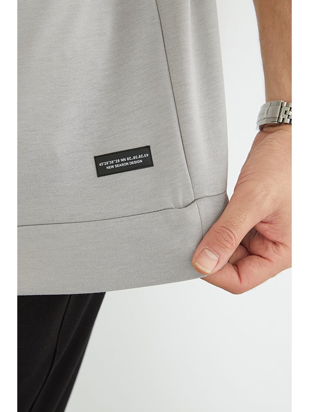 Gri Basic Polo Yaka Modal Tişört-4