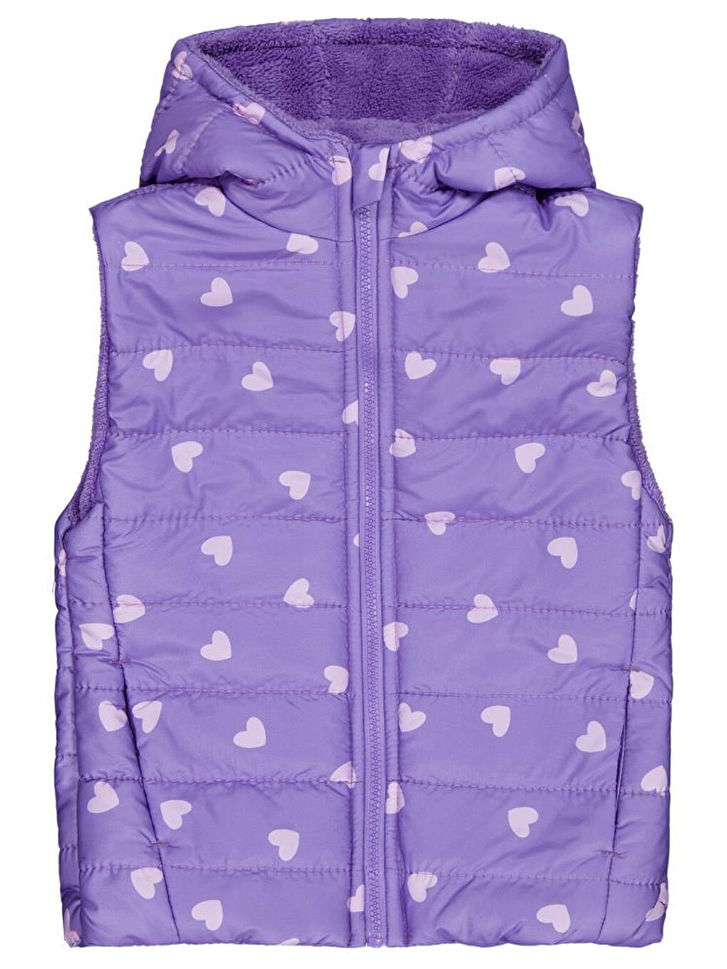 Mor Girls Kalp Baskılı 6-9 Yaş Yelek - Lila 6-7 Yaş
