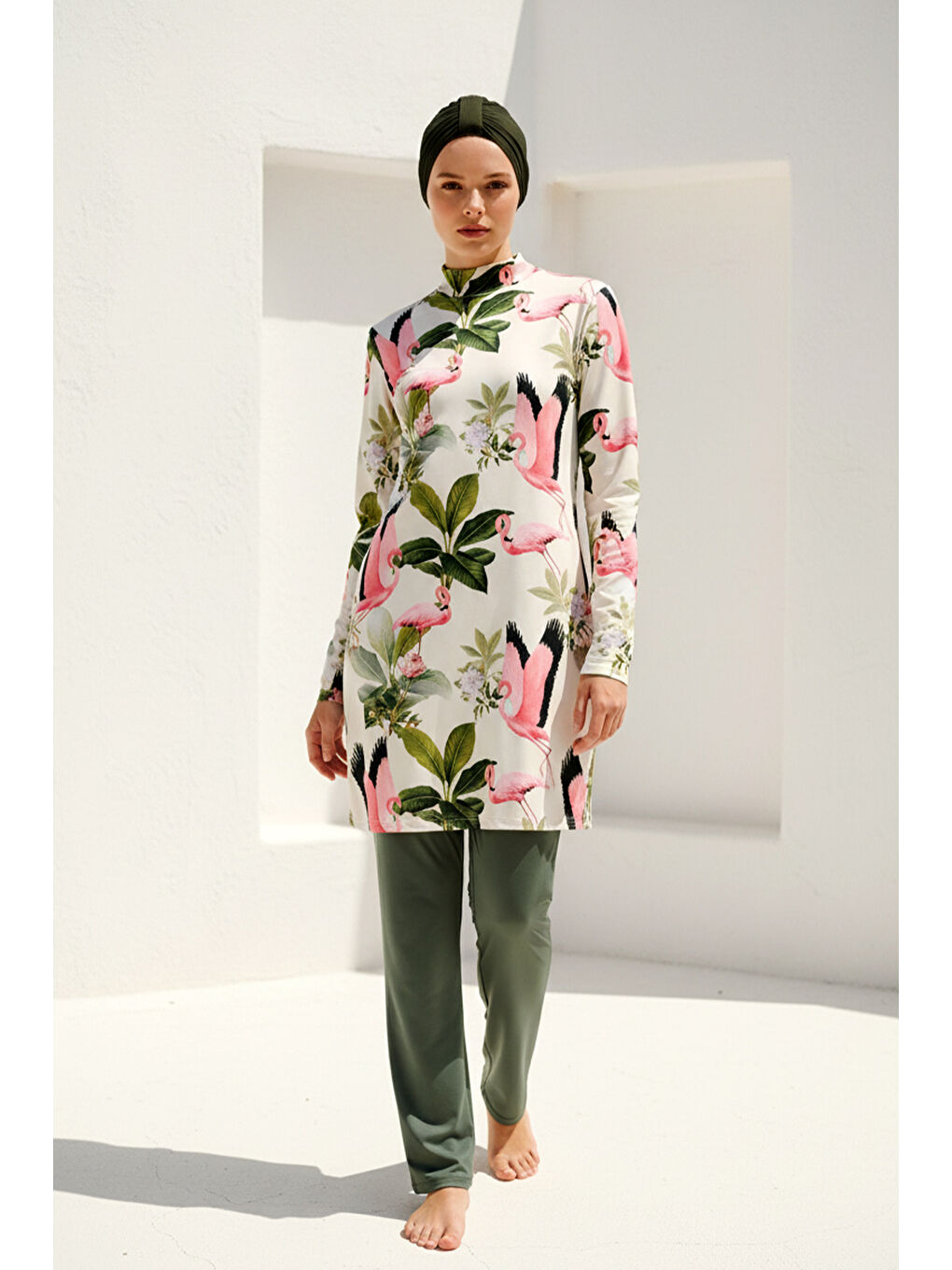 Tam Kapalı Tesettür Mayo Haki 1966