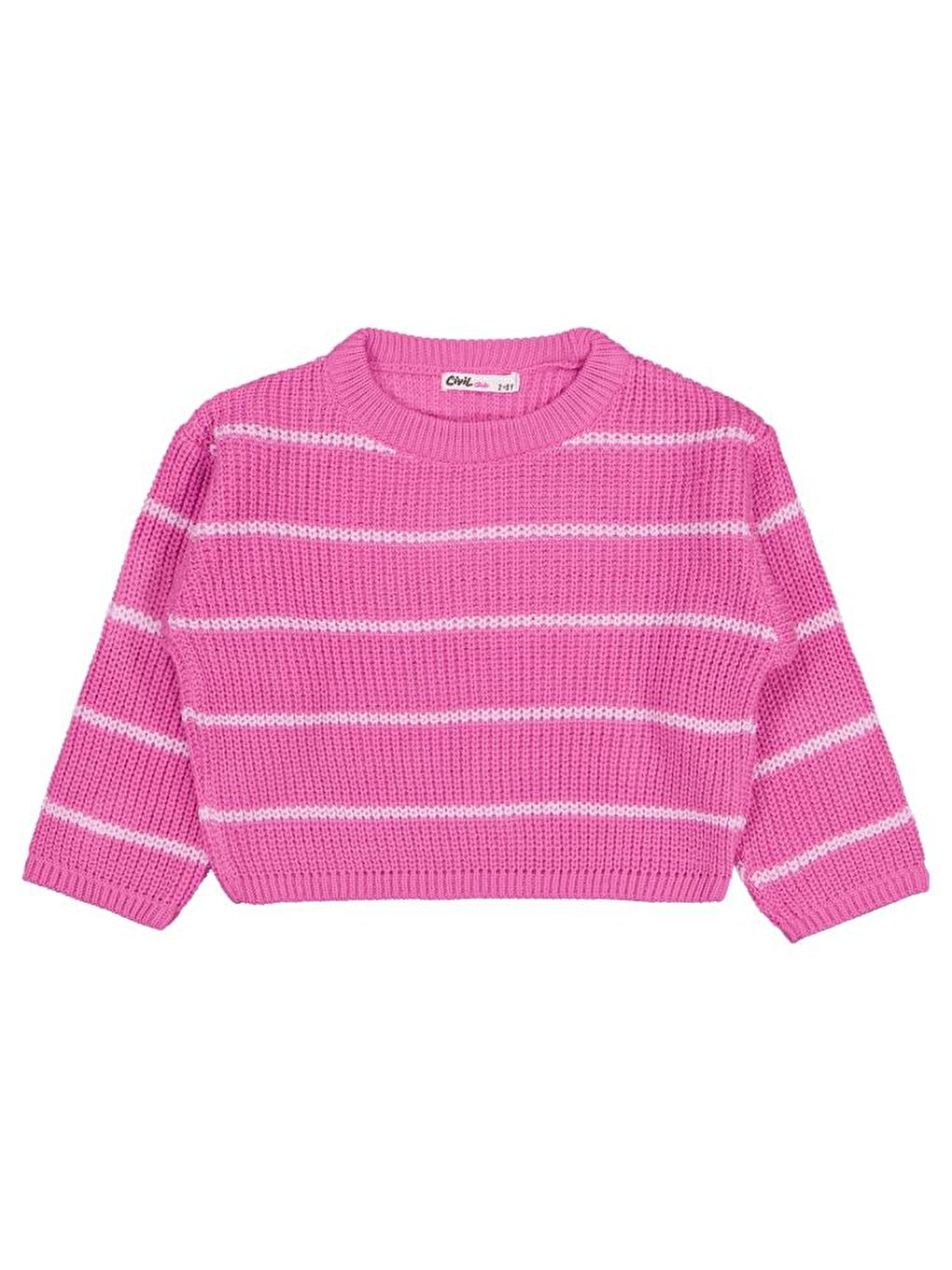 Girls Çizgili 2-5 Yaş Kazak - Pembe2-3 Yaş