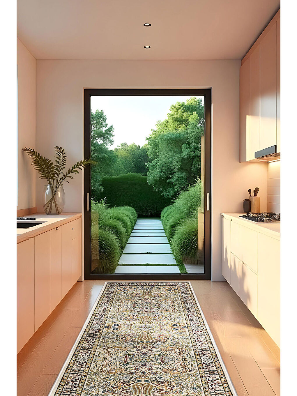 Gri Dekoratif Özel Tasarım Yıkanabilir İnce Kaymaz Tabanlı Modern Halı KECE FR06-1