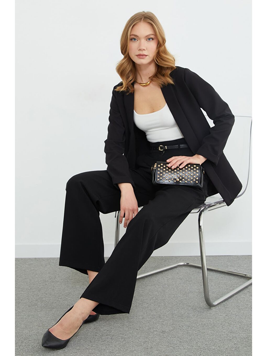 Siyah Duble kol Şal Yaka Blazer Ceket-3