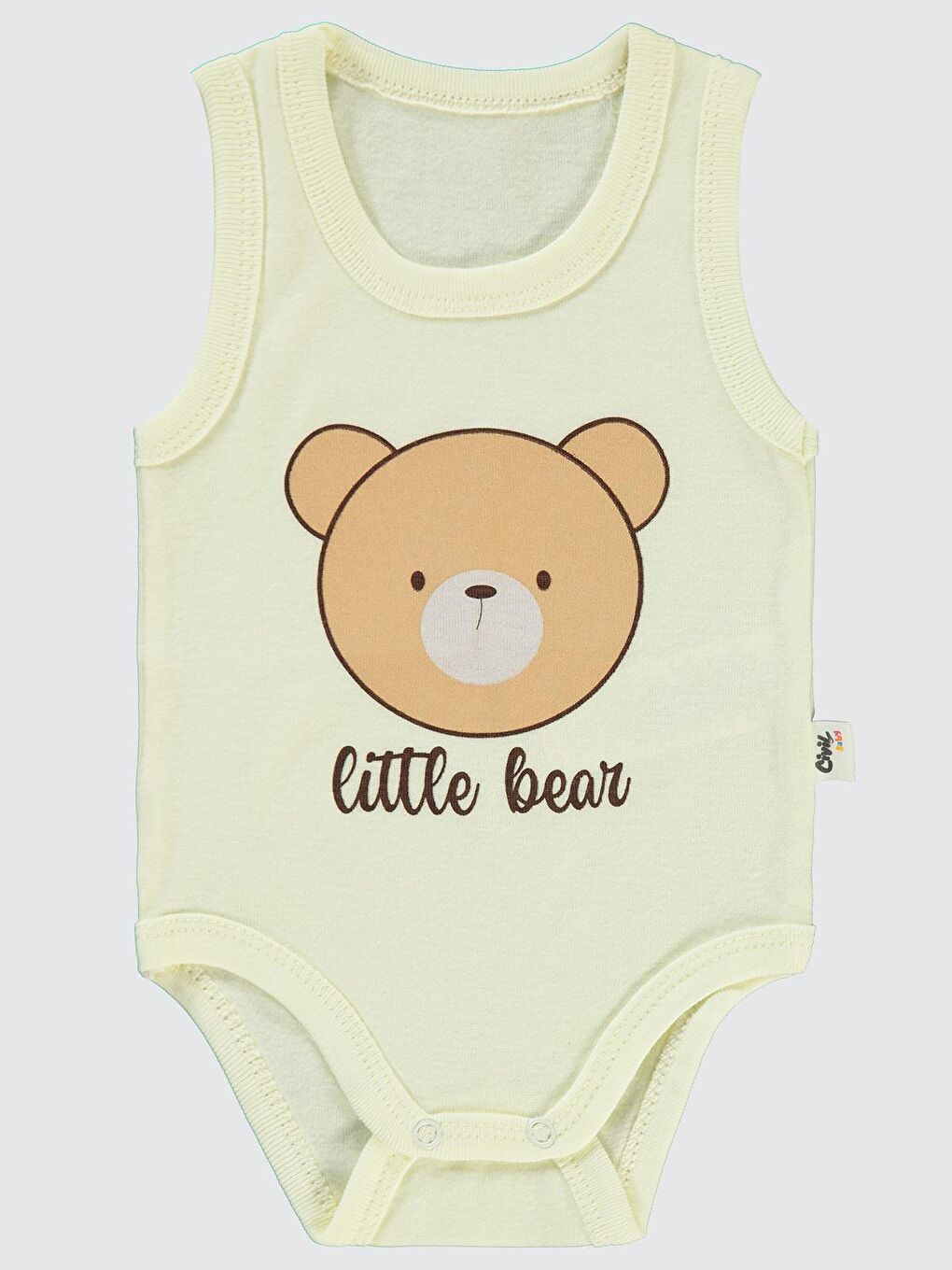 Bej Baby Little Bear Baskılı 1-36 Ay Çıtçıtlı Badi - Fil Dişi 12-18 Ay