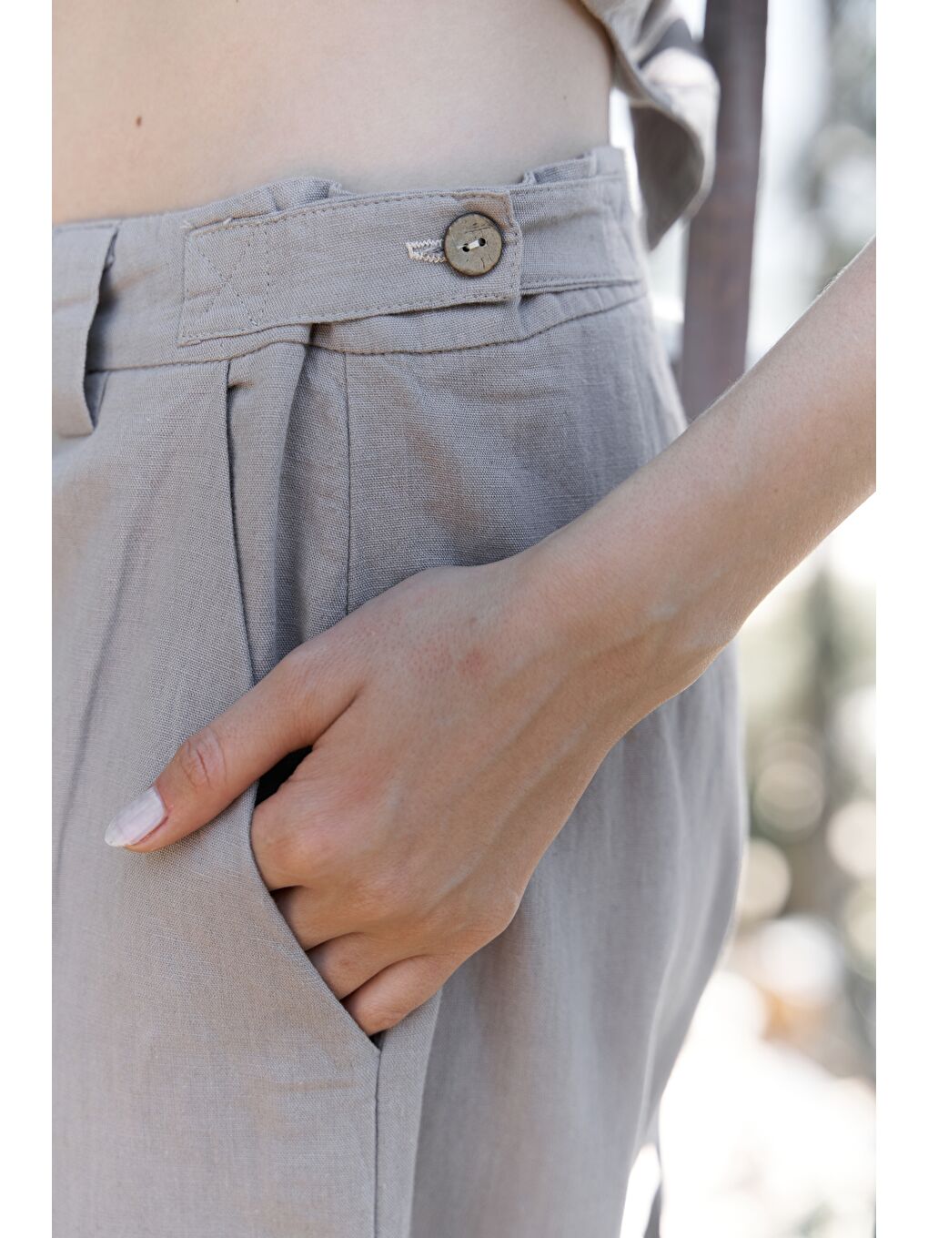 Alidah Pileli Gri Bol Paça Pantolon-4