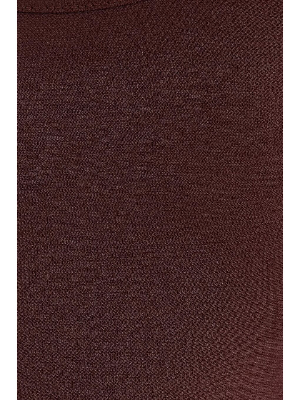 Kadın Slim Fit Dar Kesim İnce Askılı U Yaka Kahverengi Elbise-5