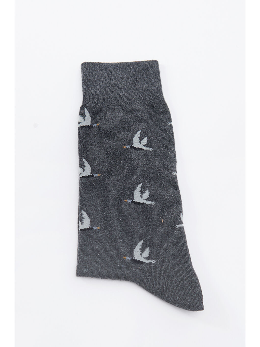 Erkek Gri Desenli Gri Pamuklu Casual Çorap-2