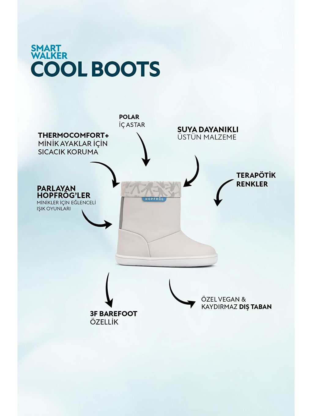 Smart Walker Cool Boots Süper Mat Havalı Gri Barefoot Çocuk Bot-3