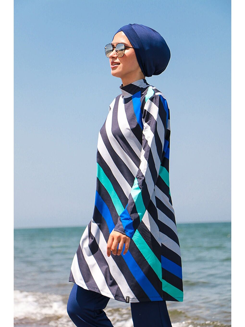 Lacivert Tam Kapalı Tesettür Mayo 1953-3