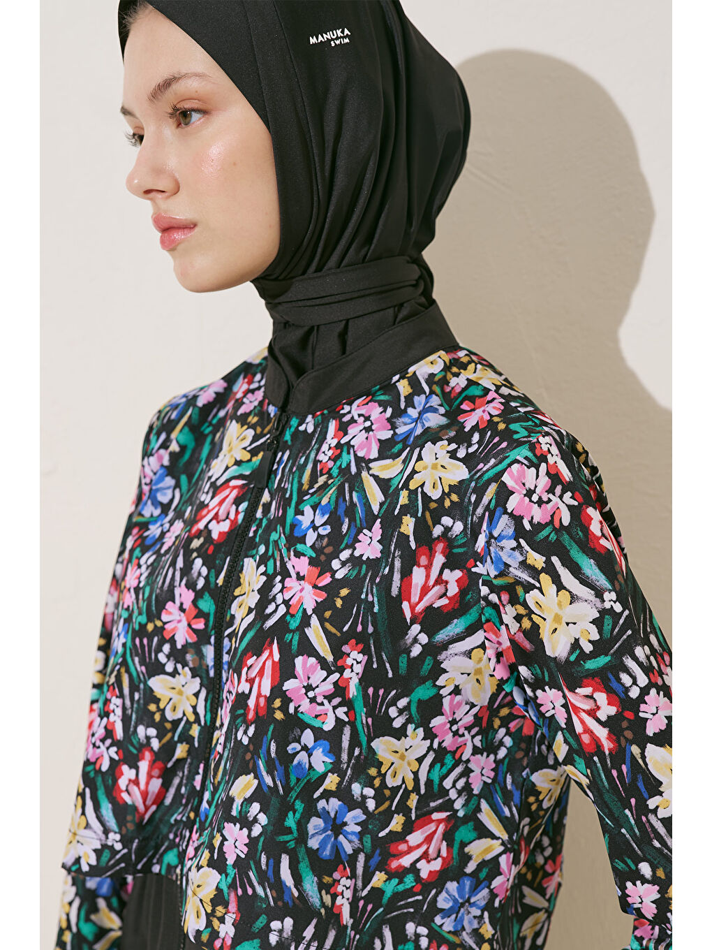 Yeşil Fermuarlı 3'Lü Tesettür Mayo Takım Garden-2