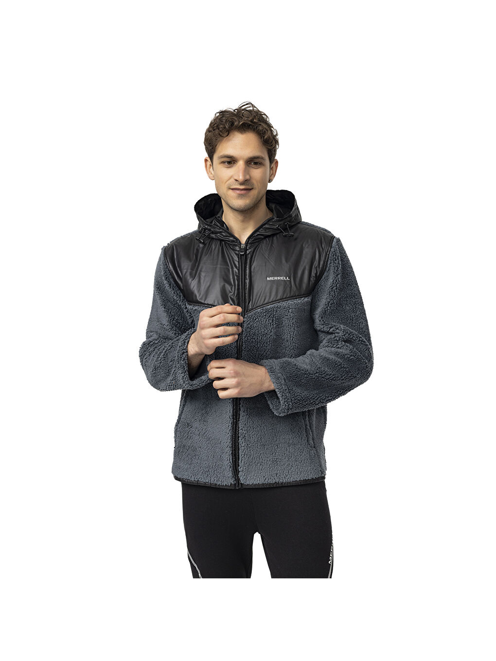 Job Erkek Gri Polar Fermuarlı Sweatshirt-1