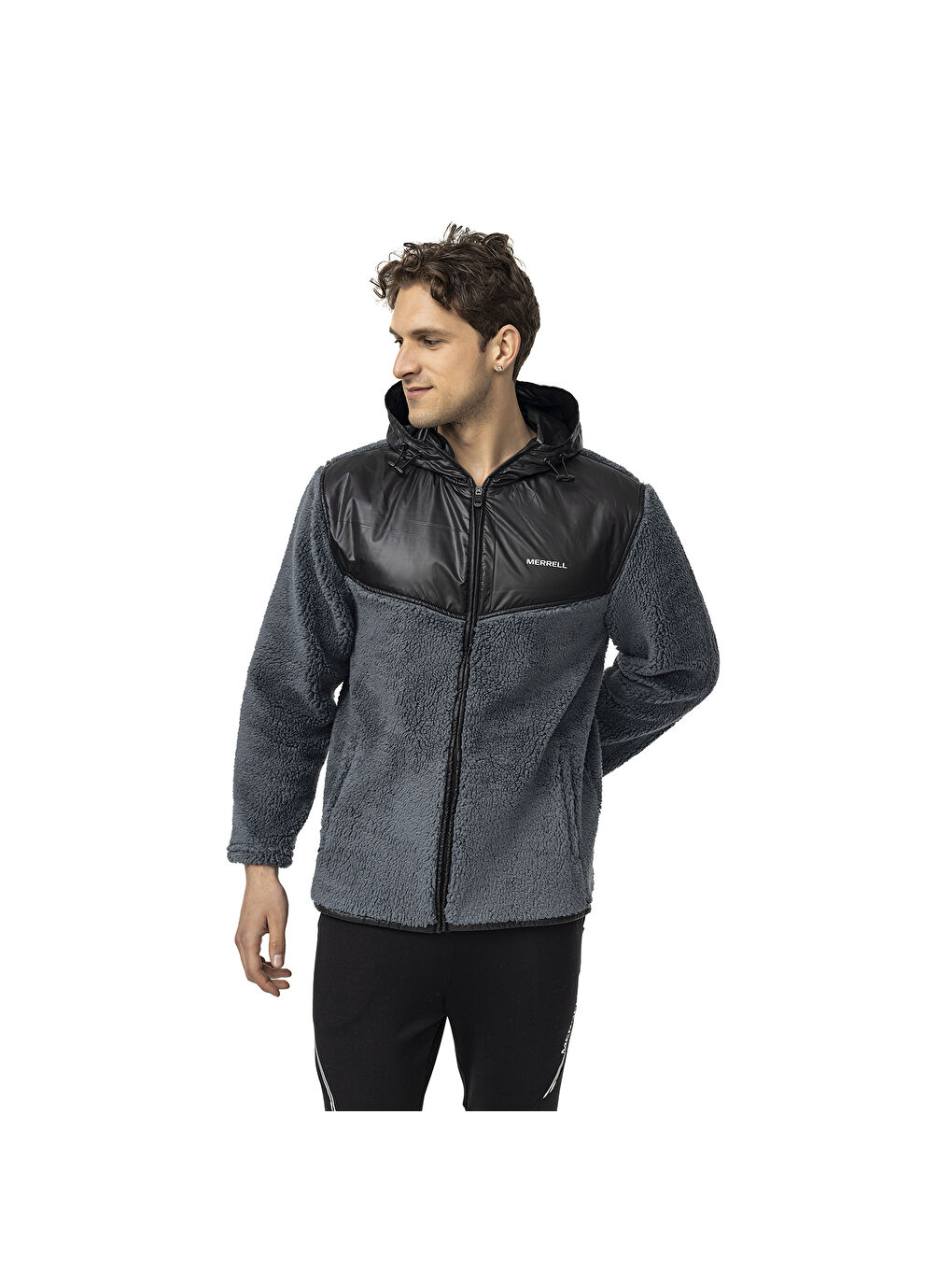 Job Erkek Gri Polar Fermuarlı Sweatshirt-2