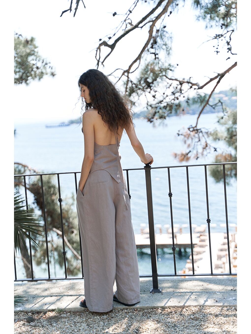 Alidah Pileli Gri Bol Paça Pantolon-6