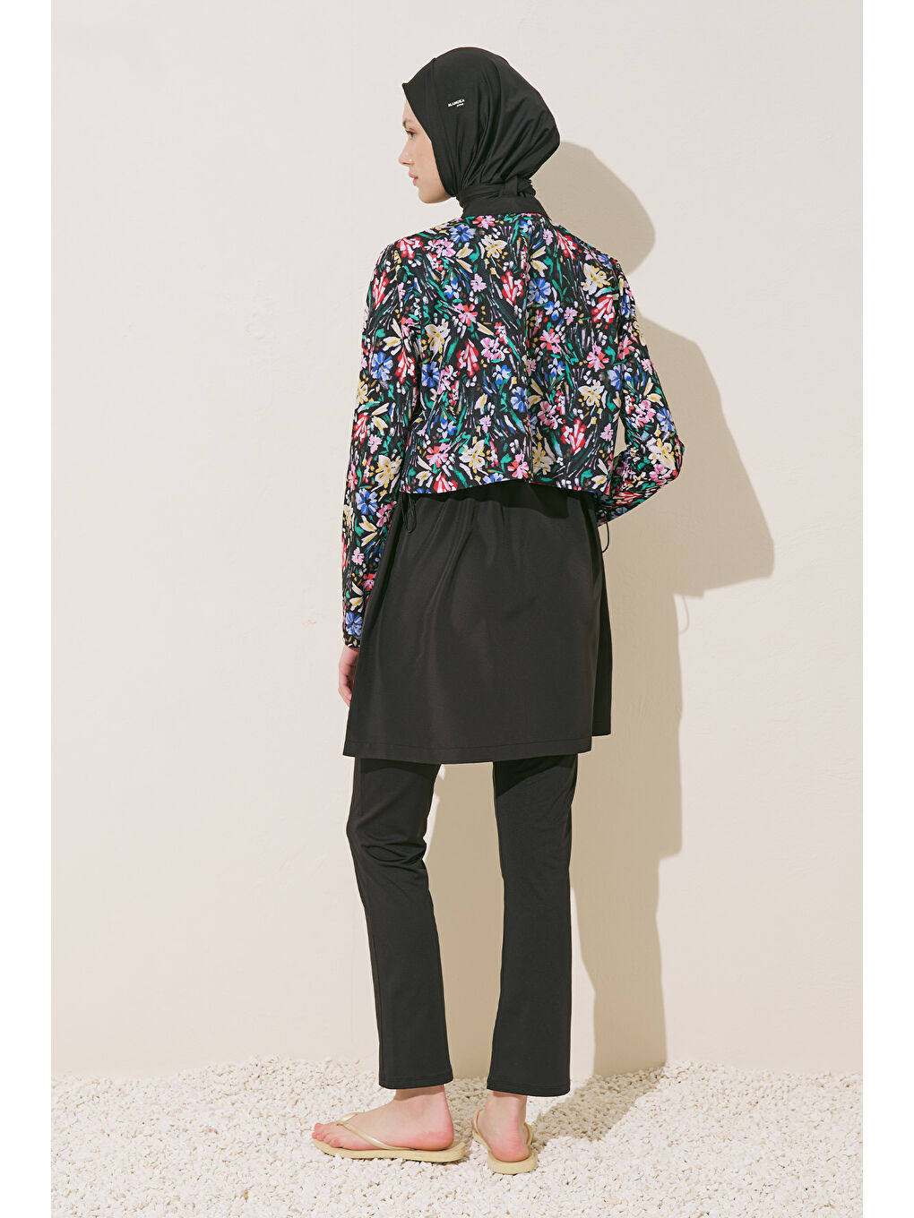 Yeşil Fermuarlı 3'Lü Tesettür Mayo Takım Garden-5