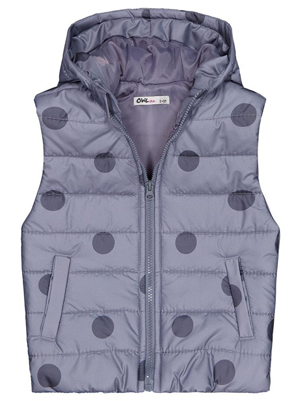 Antrasit Girls Puan Baskılı 2-5 Yaş Yelek - Gri 3-4 Yaş