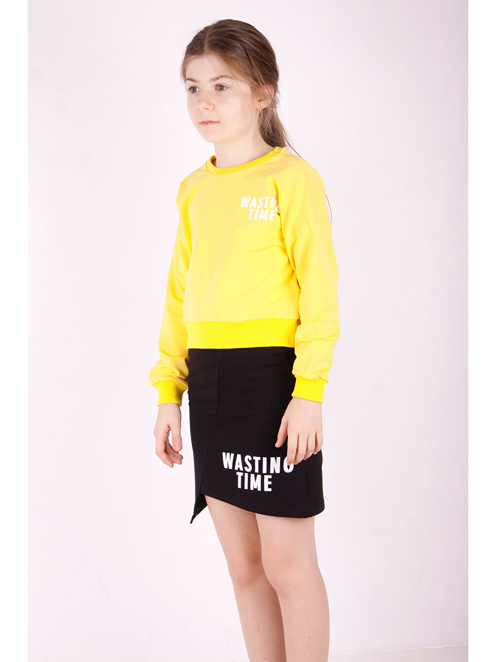 Sarı Kız Çocuk Wasting Baskılı Etekli Takım-2