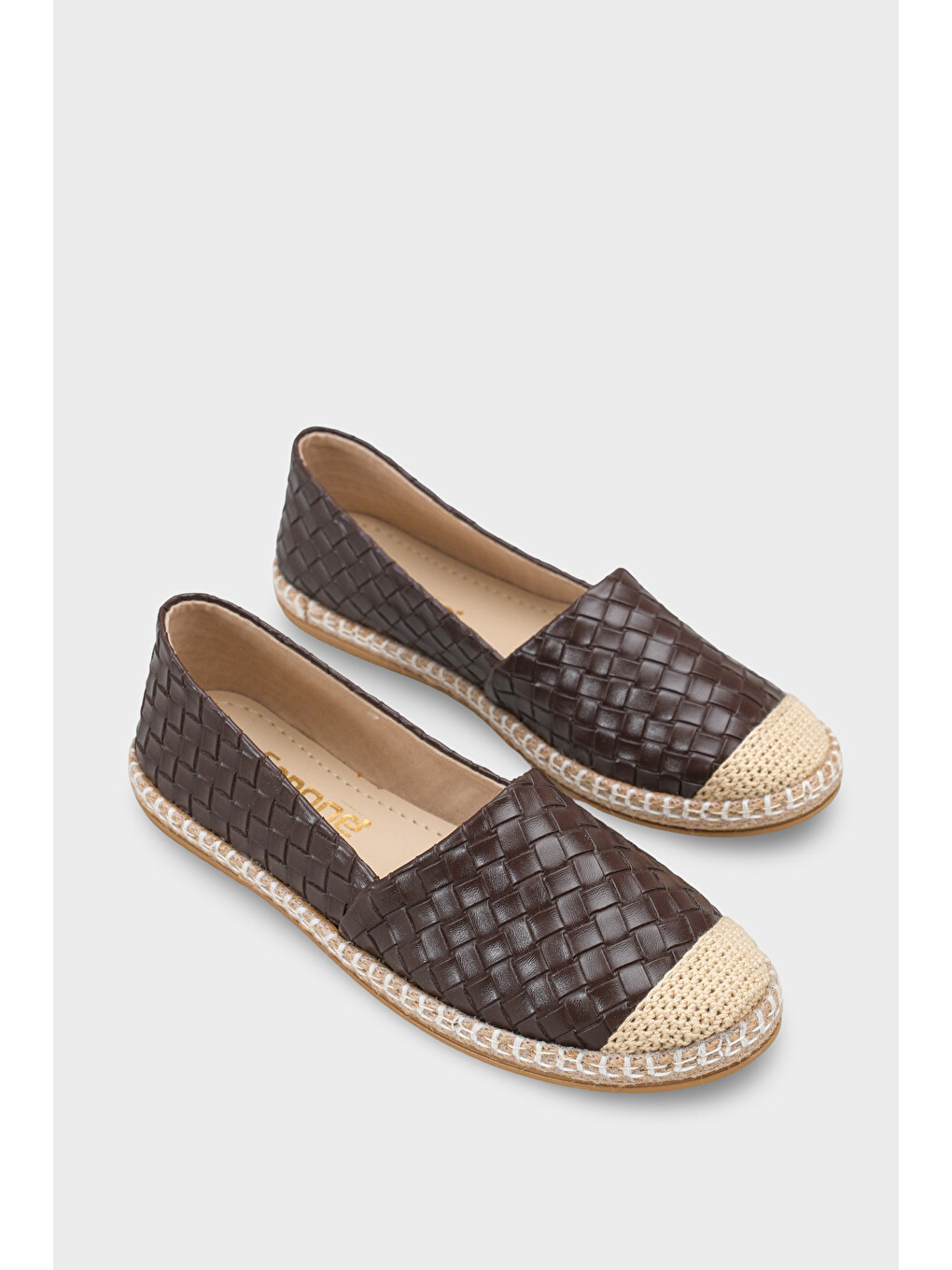Kahverengi Pasarella Cilt Kadın Espadril-1