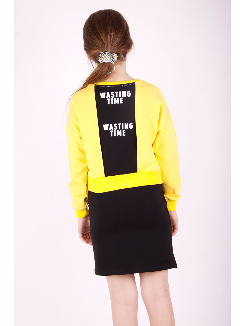 Sarı Kız Çocuk Wasting Baskılı Etekli Takım-3