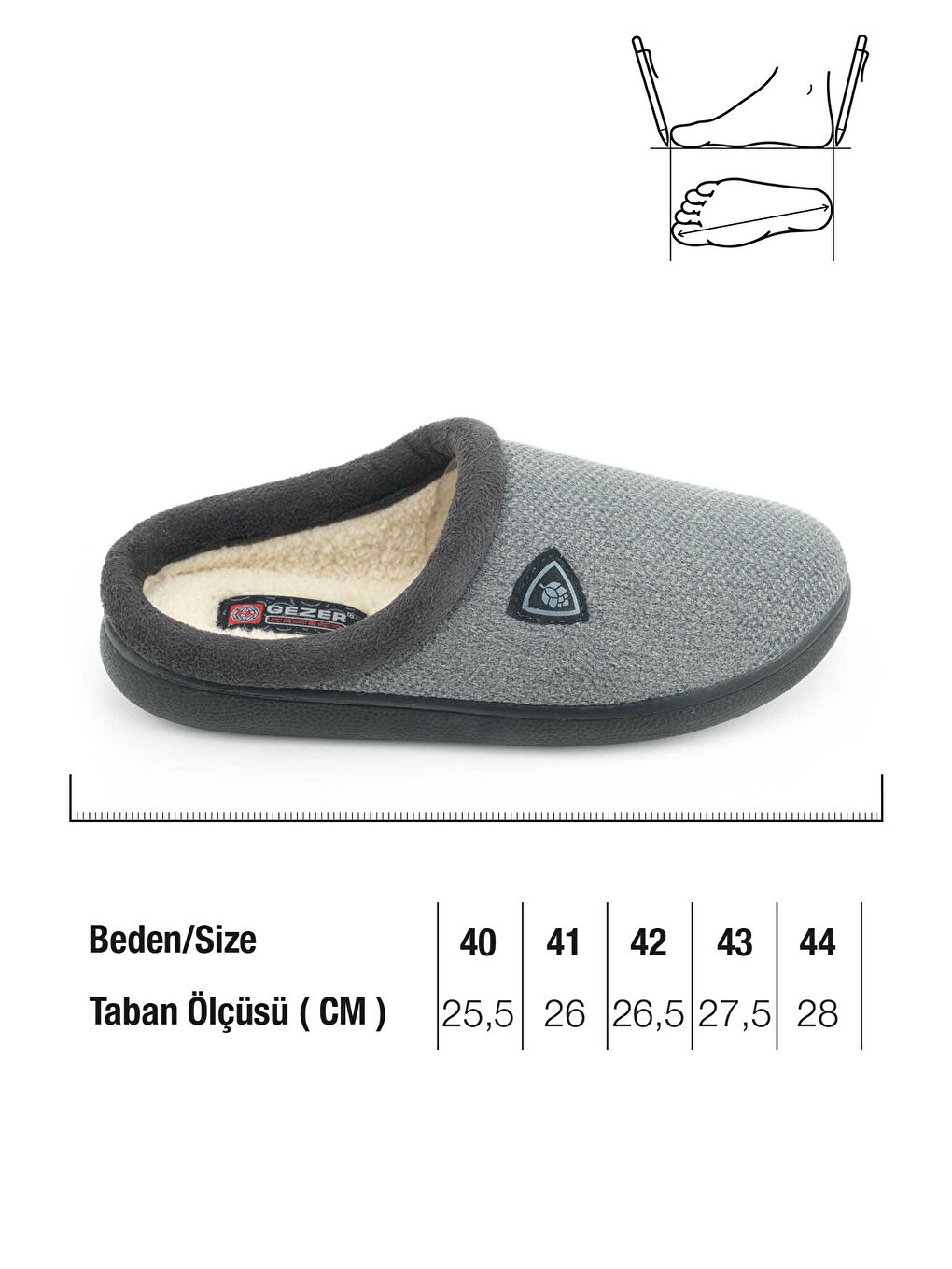 Gri Erkek Kışlık Pelüşlü Rahat İç Taban PU Alt Taban Ev Bahçe Gondol Terlik-1