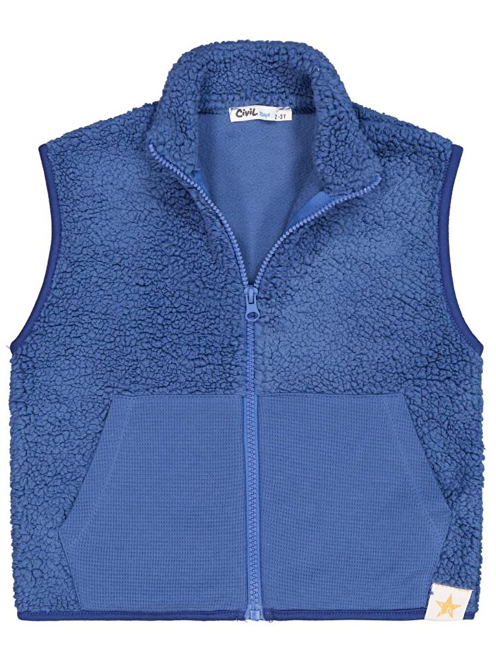 İndigo Boys Yıldız Nakışlı 2-5 Yaş Yelek - Mavi 5-6 Yaş