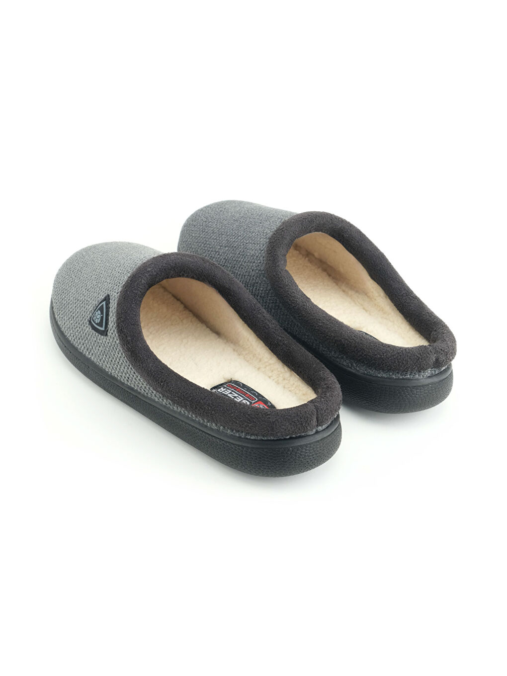 Gri Erkek Kışlık Pelüşlü Rahat İç Taban PU Alt Taban Ev Bahçe Gondol Terlik-3