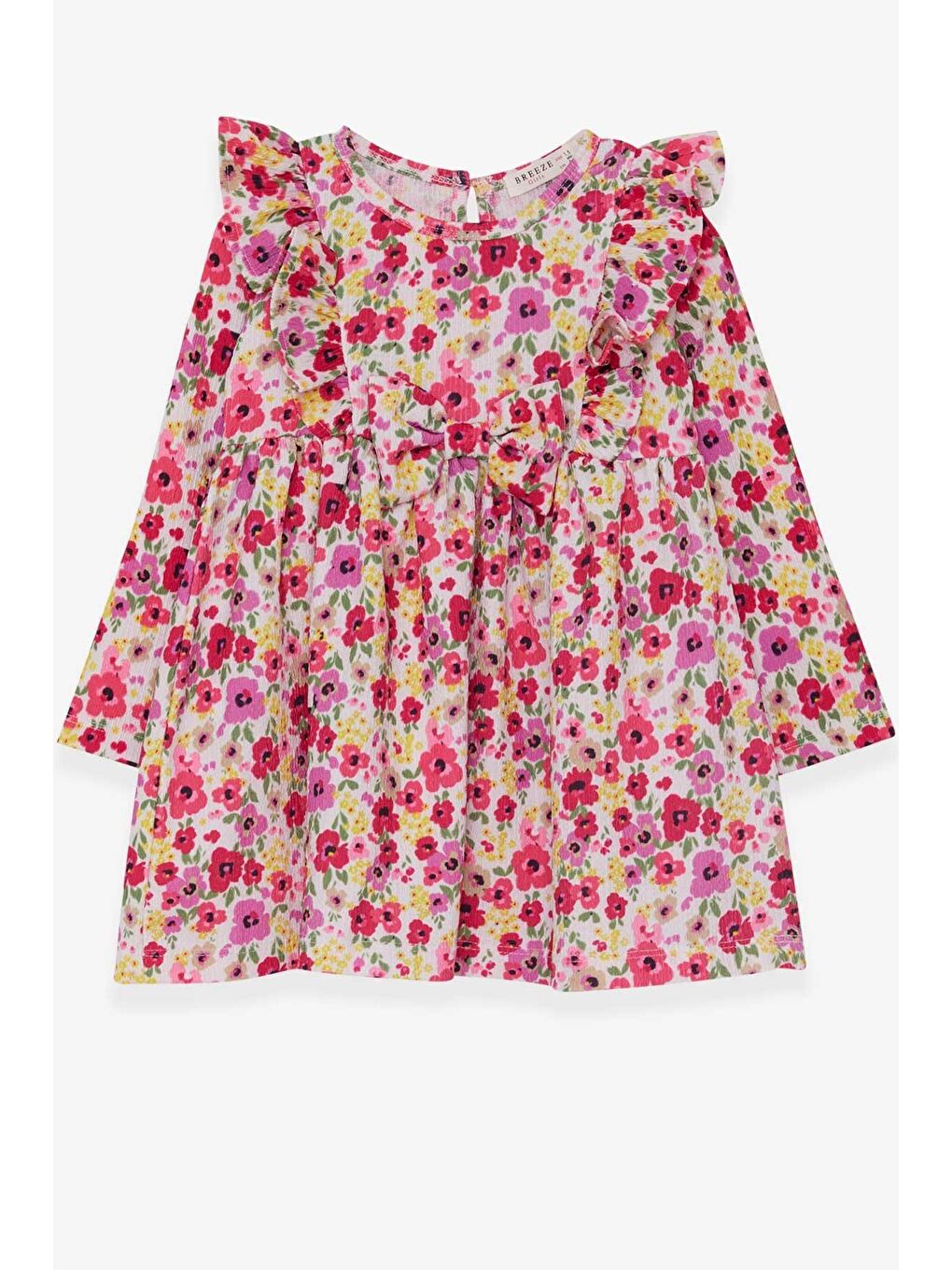 Kız Çocuk Uzun Kollu Elbise Çiçek Desenli Karışık Renk (1.5-5 Yaş)