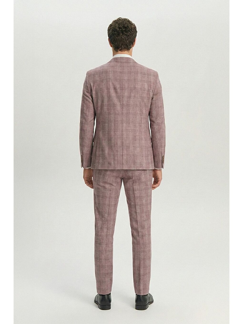 Giotelli Bordo Slim Fit Kareli Mono Yaka Takım Elbise-3