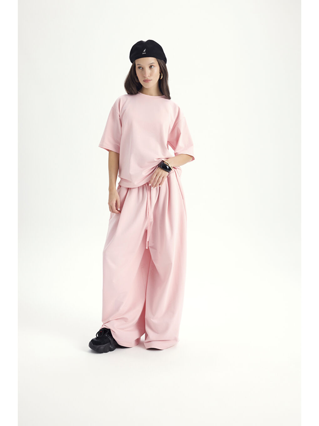 Bruges Oversize Pembe T-Shirt Eşofman Takım-2