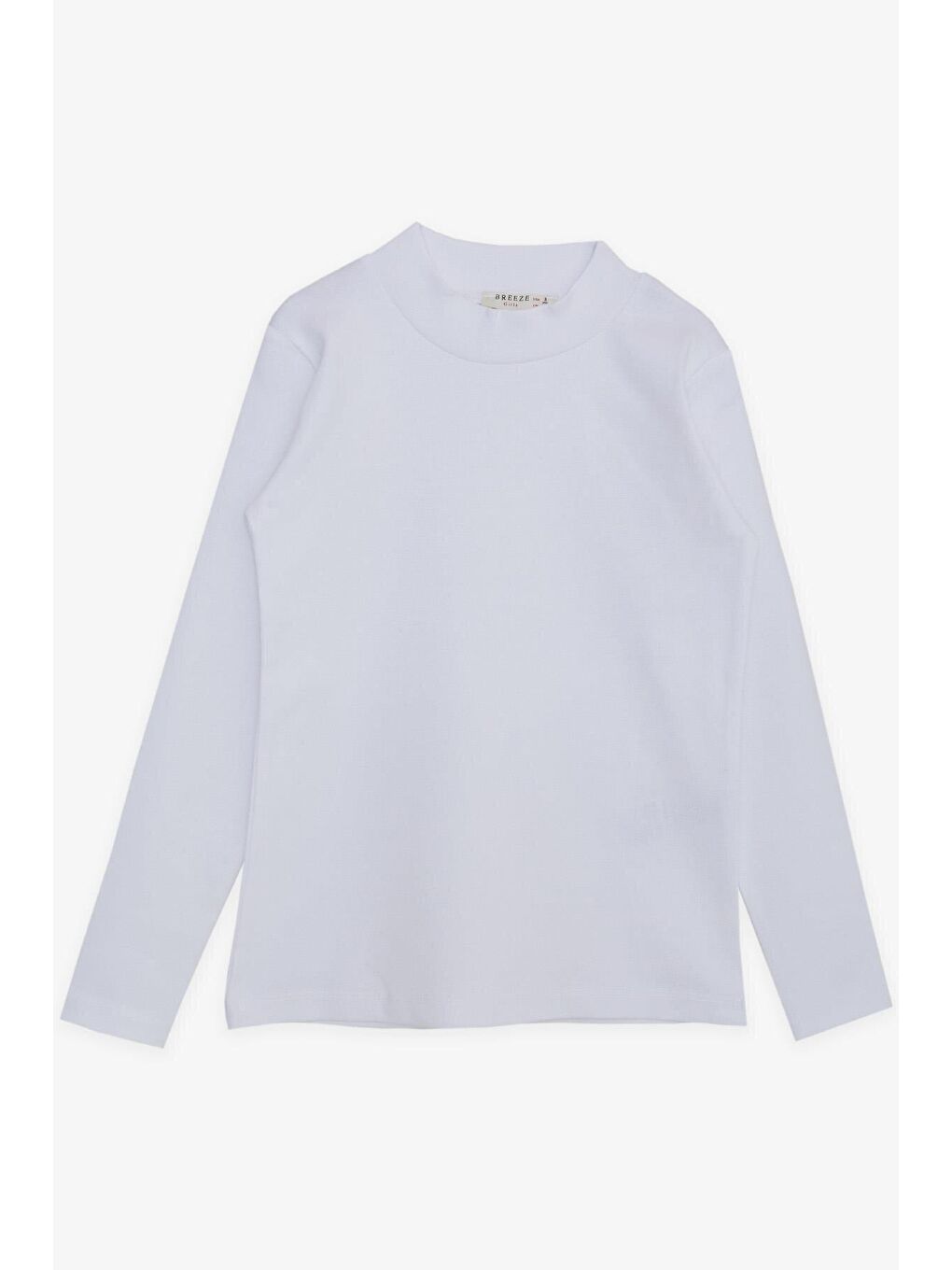 Kız Çocuk Uzun Kollu Tişört Dik Yaka Basic Beyaz (4 Yaş)