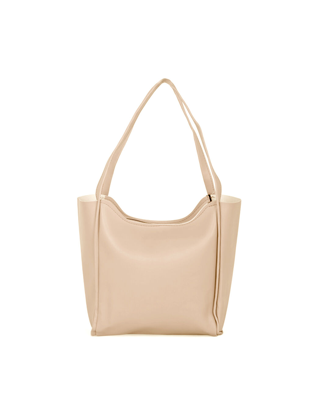 Ekru Kadın Krem Çift Saplı Suni Deri Omuz Çantası