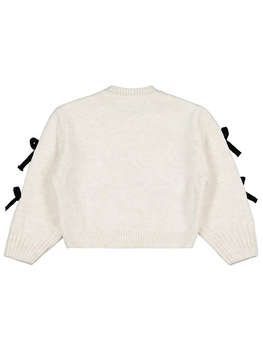 Girls Fiyonk Aksesuarlı 2-5 Yaş Kazak - Ekru 4-5 Yaş-1