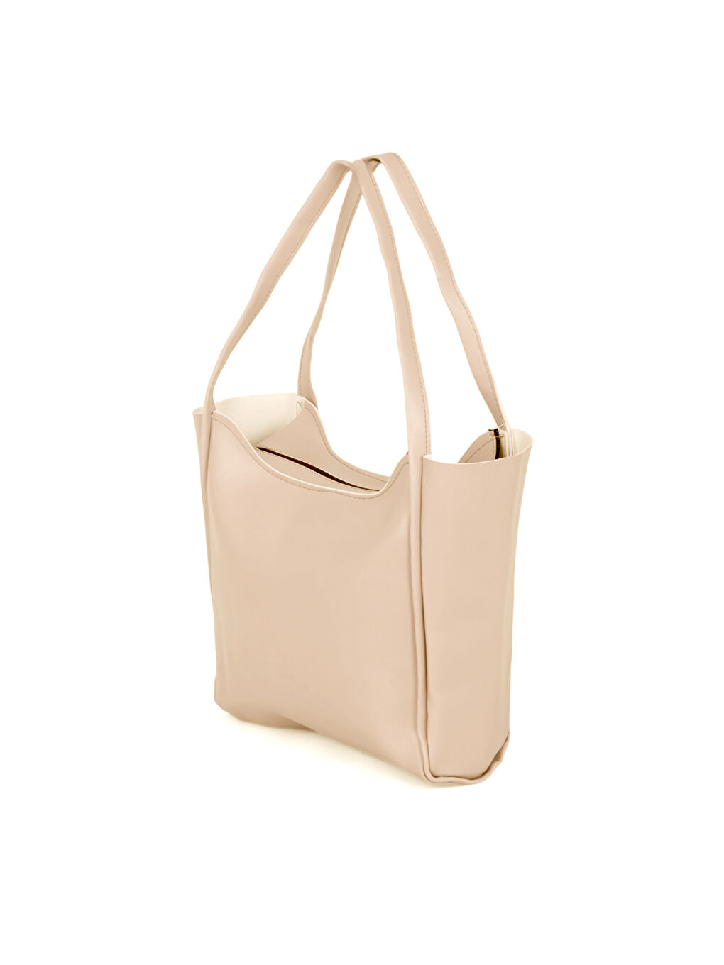 Ekru Kadın Krem Çift Saplı Suni Deri Omuz Çantası-1