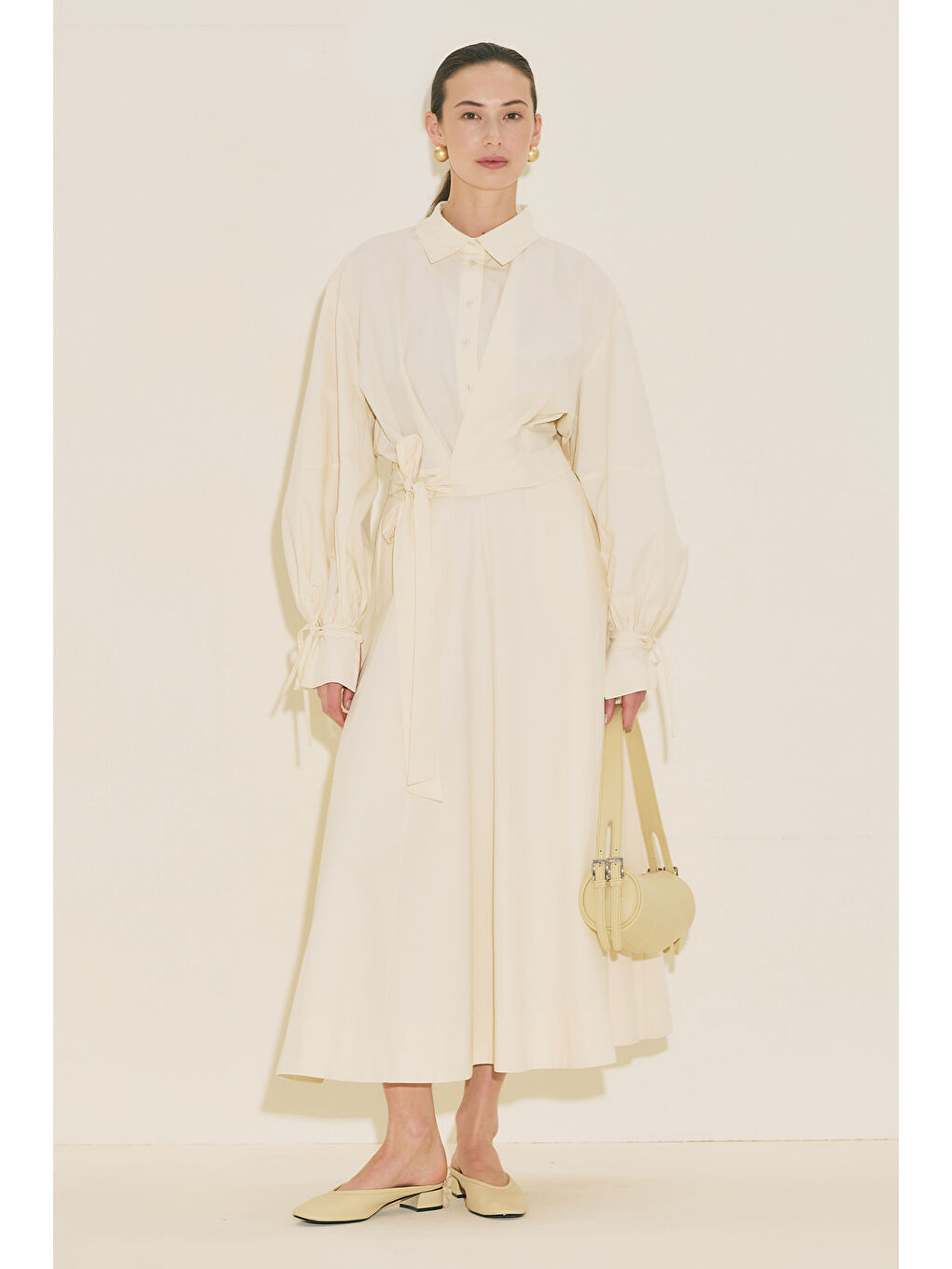 Bej Labeca Bağlamalı Gömlek Vanilya-3