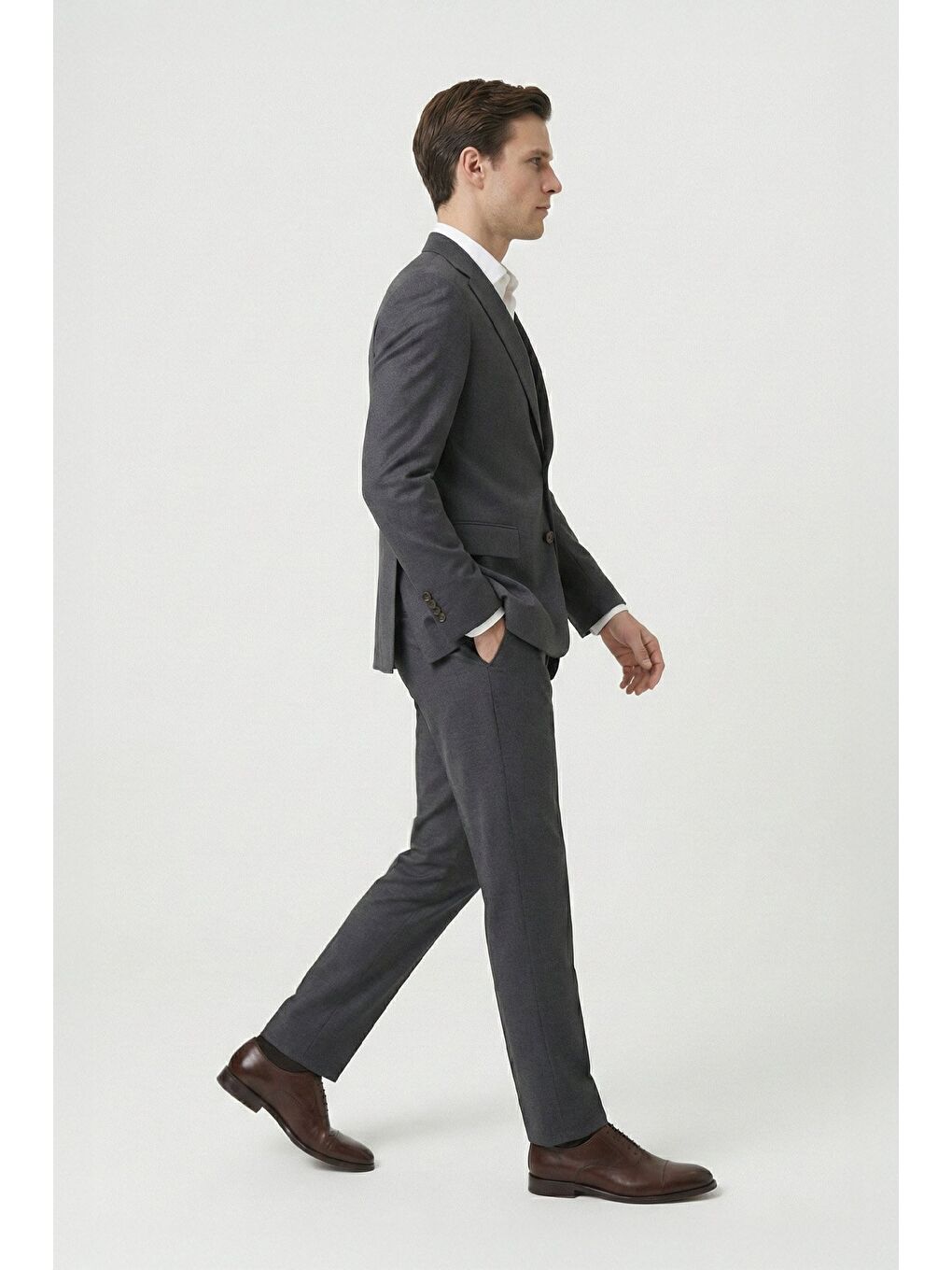 Giotelli Antrasit 6 Drop Polyester Viskon Karışımlı Elastan İçerikli Erkek Takım Elbise-2