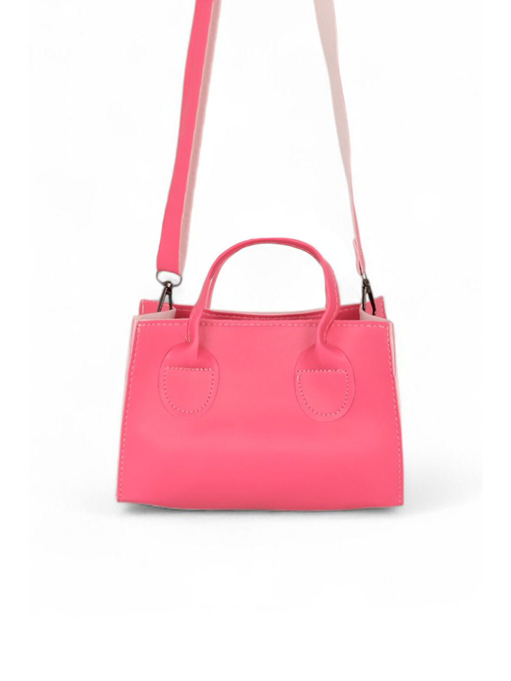 Kadın Fuşya Mini Boy Suni Deri Askılı El ve Omuz Çantası-1