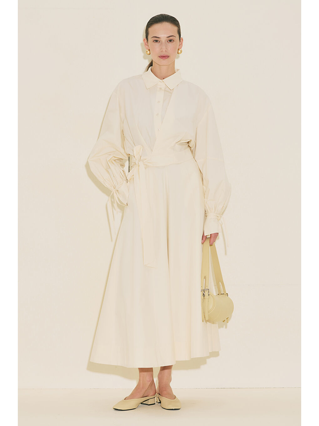 Bej Labeca Bağlamalı Gömlek Vanilya-4