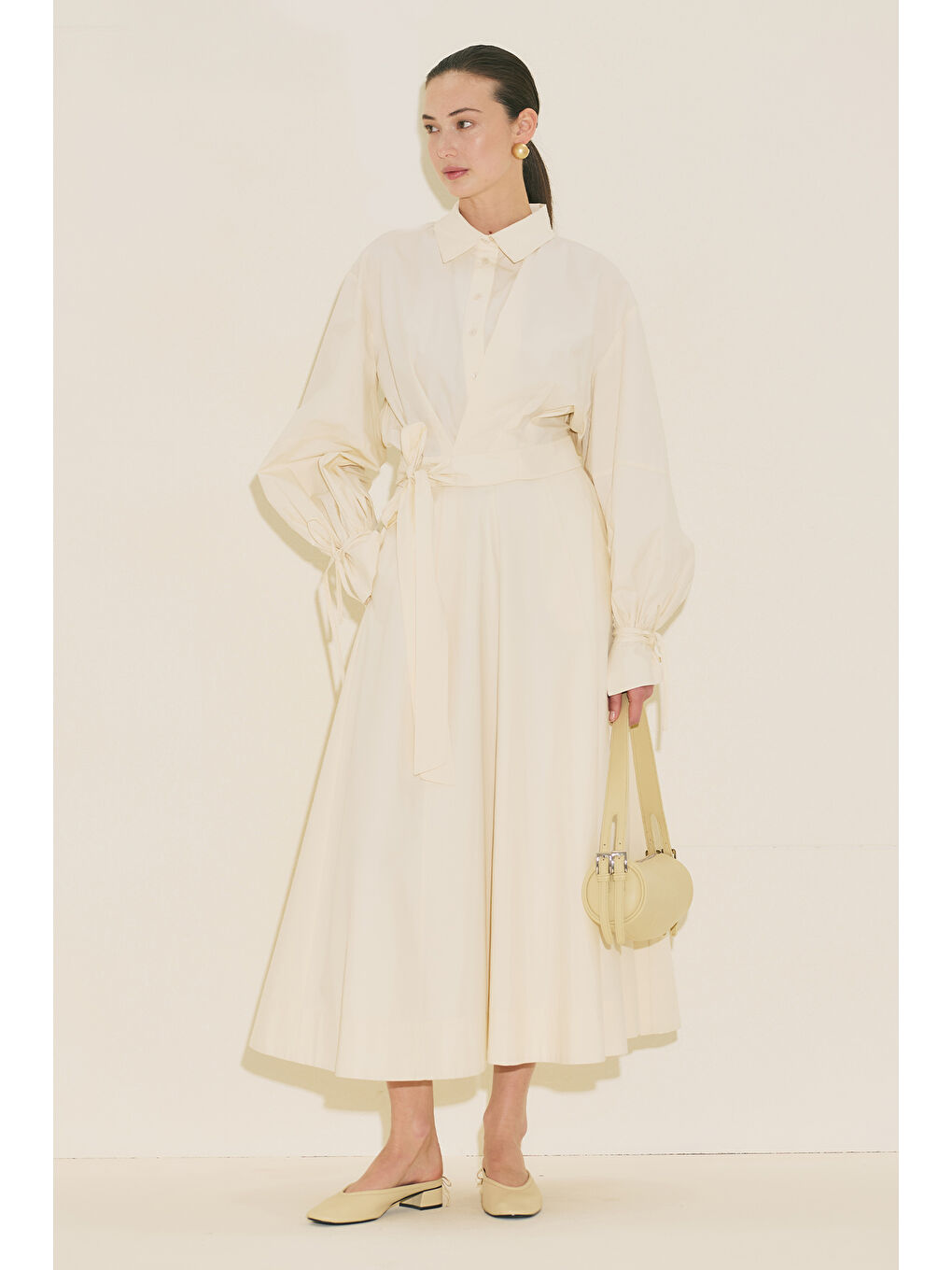 Bej Labeca Bağlamalı Gömlek Vanilya-5