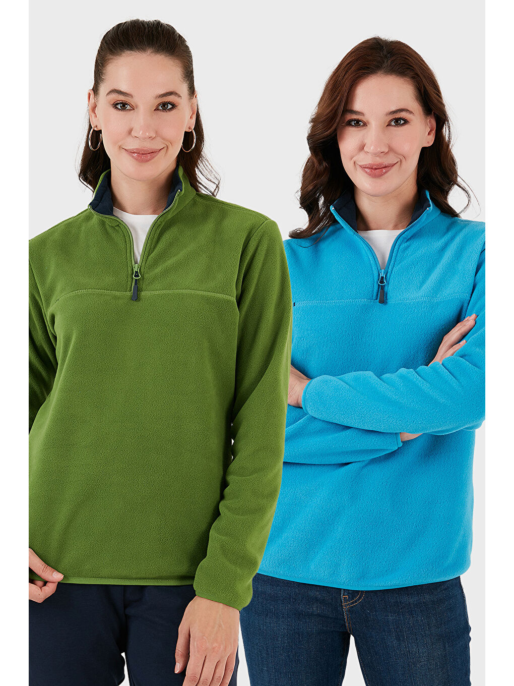 Yeşil Slim Fit Yumuşak Dokulu Anti-Pilling Tüylenme Yapmayan 2'li Paket Polar 5907000S2