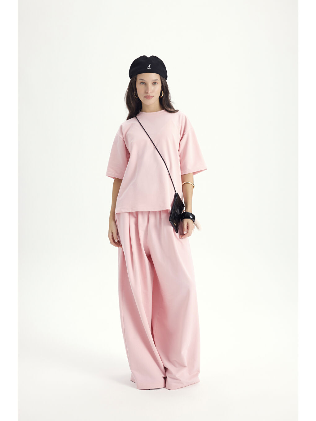 Bruges Oversize Pembe T-Shirt Eşofman Takım-5