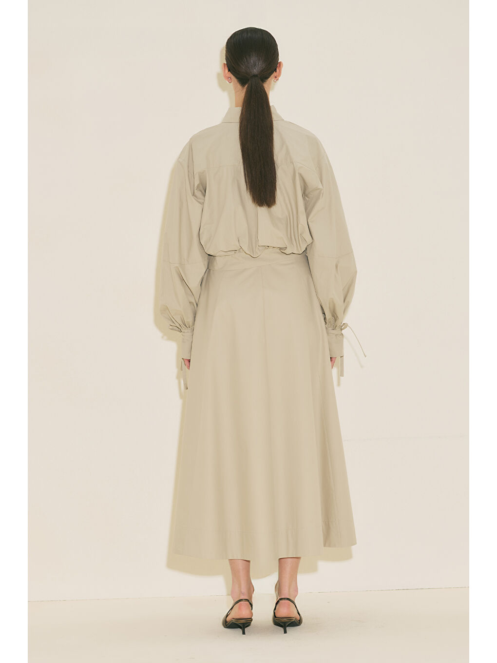 Bej Labeca Bağlamalı Gömlek Taş-3