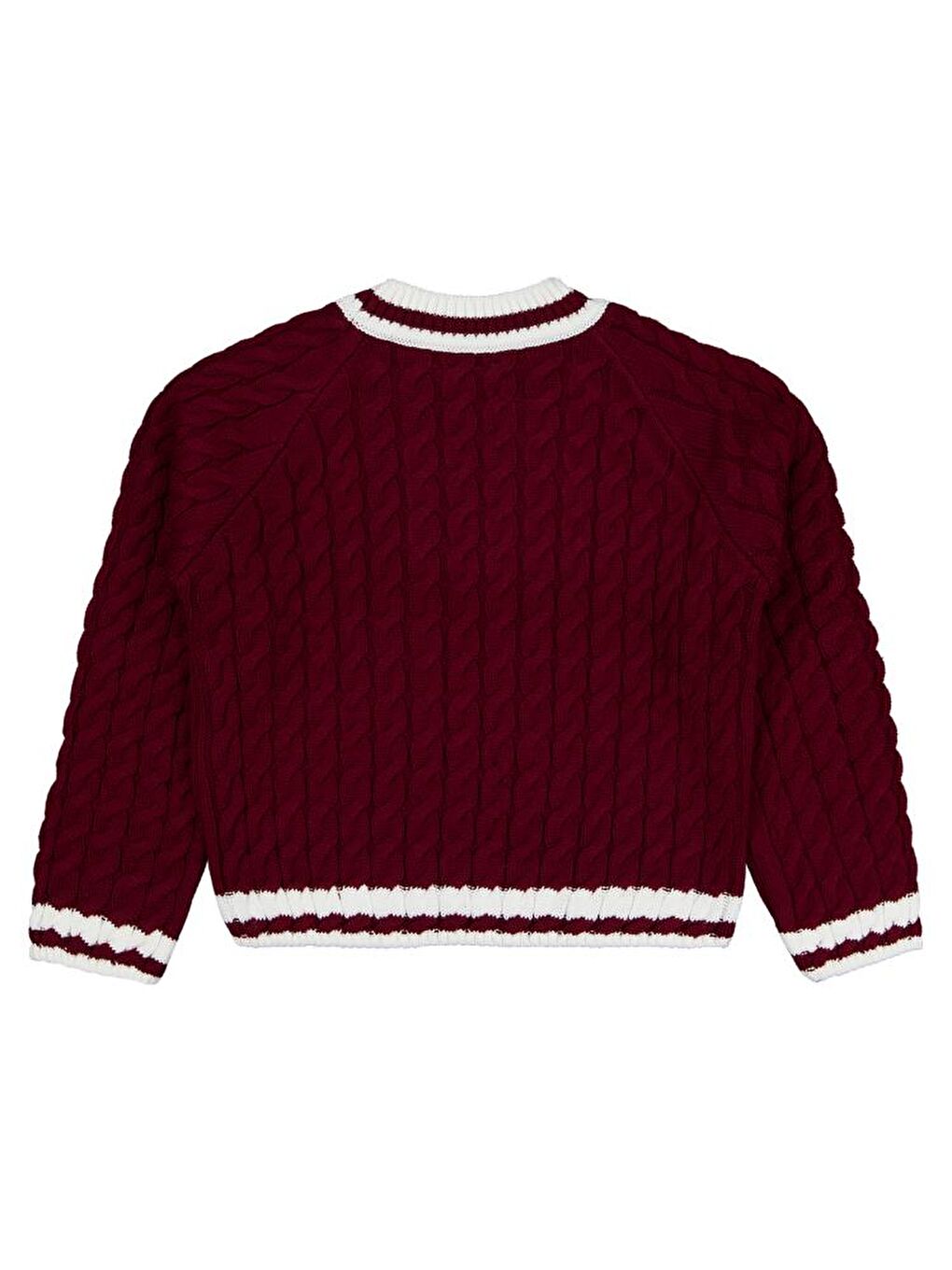 Girls Yaka Çizgili 10-13 Yaş Kazak - Bordo10-11 Yaş-1