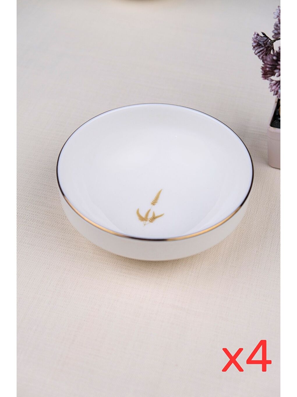 Karışık Porselen Natura Marinum Altın Yaldız Kase 13,50cm 4 lü-1