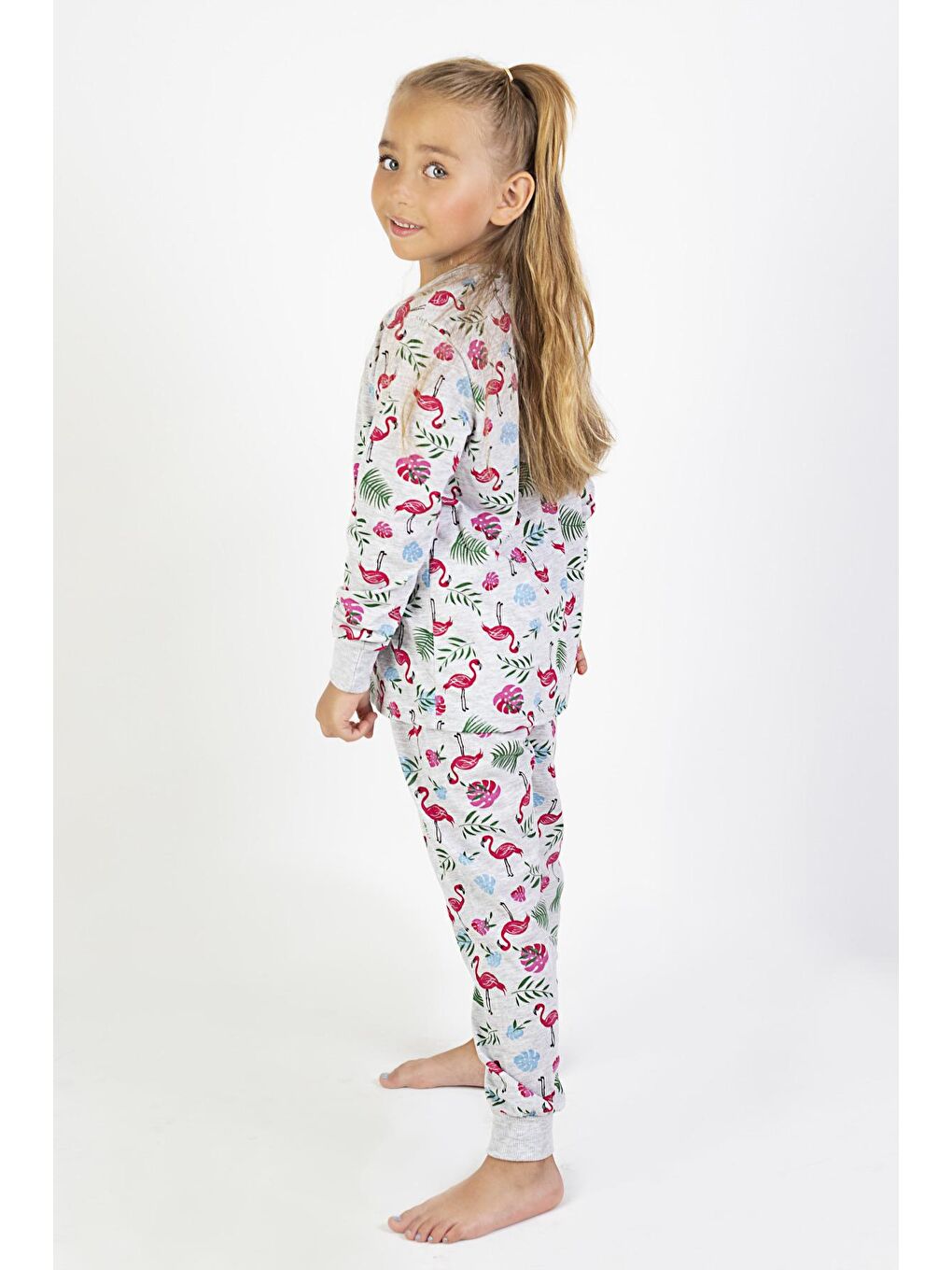 Harika KIDS Kırmızı-Gümüş Kız Çocuk Baskılı İnce Basic Pijama Takımı - 1