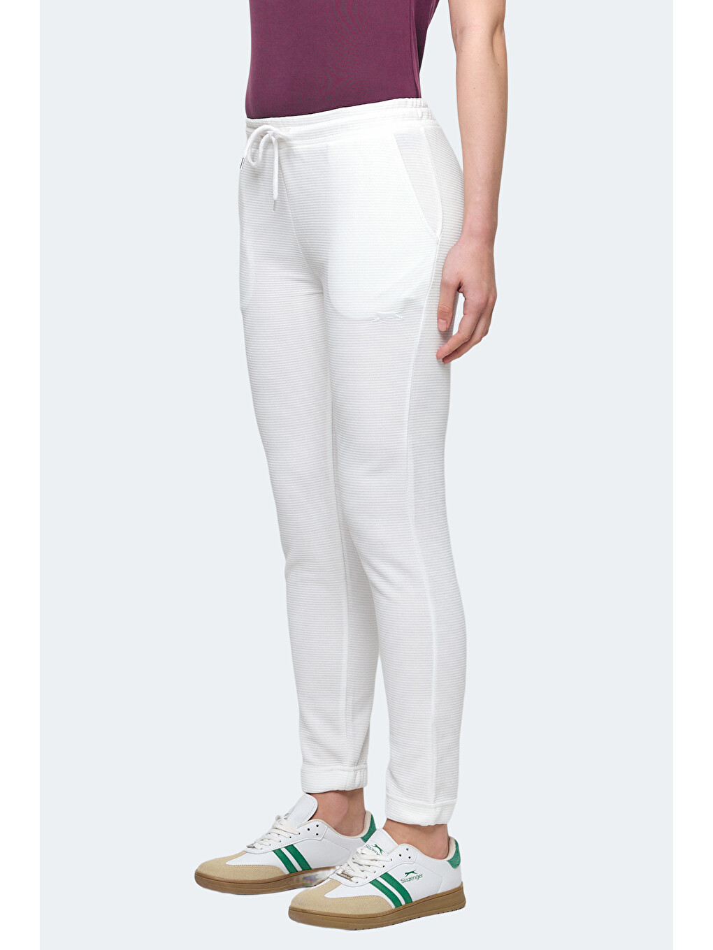 Poll 2 Li Set Kadın Cepli Slim Fit Bej - Kırmızı Eşofman Altı-1