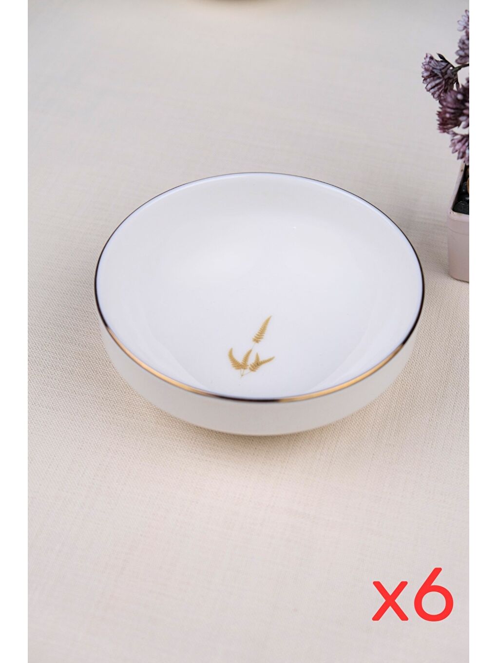 Karışık Porselen Natura Marinum Altın Yaldız Kase 13,50cm 6 lı-1