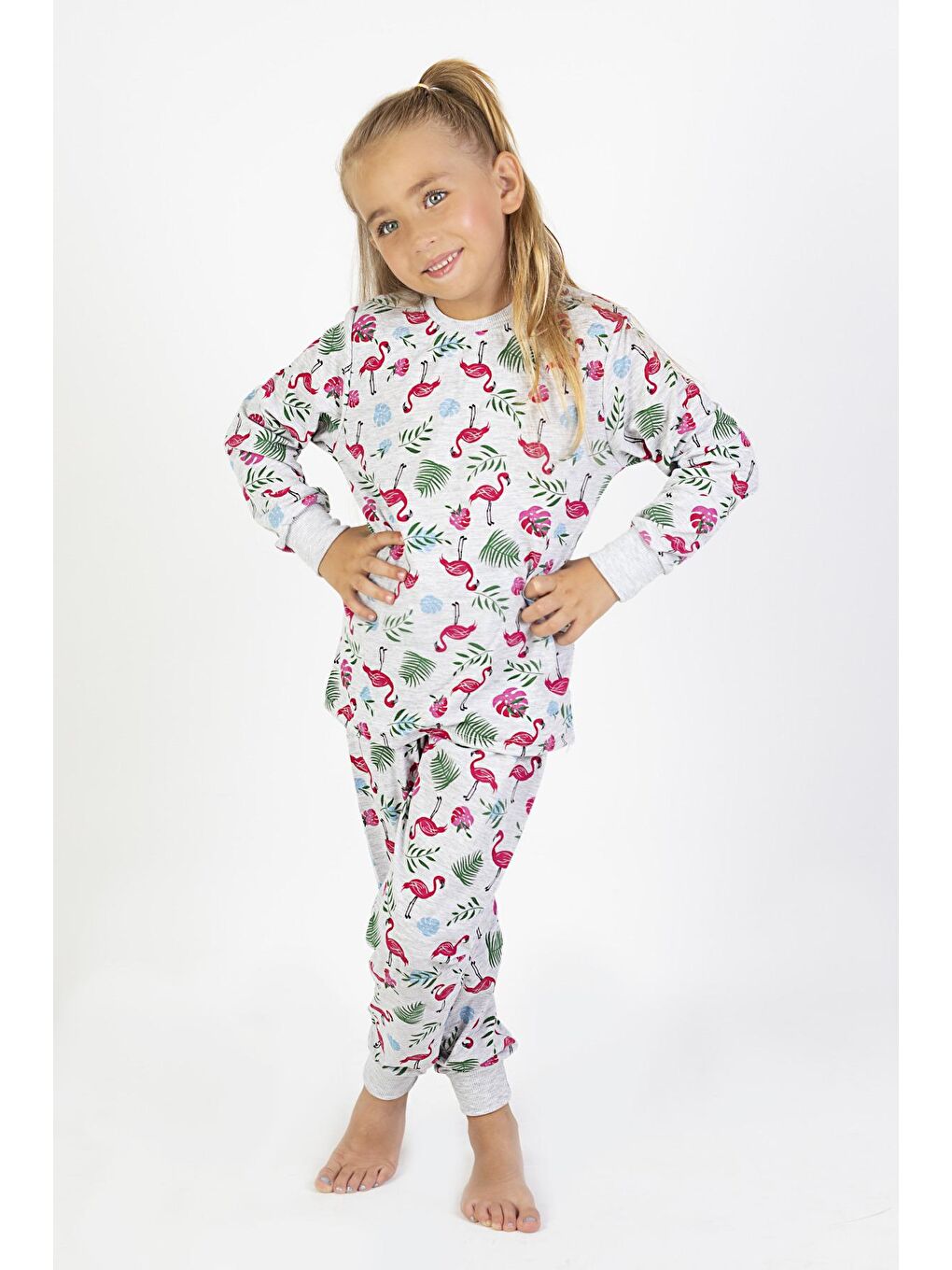 Harika KIDS Kırmızı-Gümüş Kız Çocuk Baskılı İnce Basic Pijama Takımı - 3