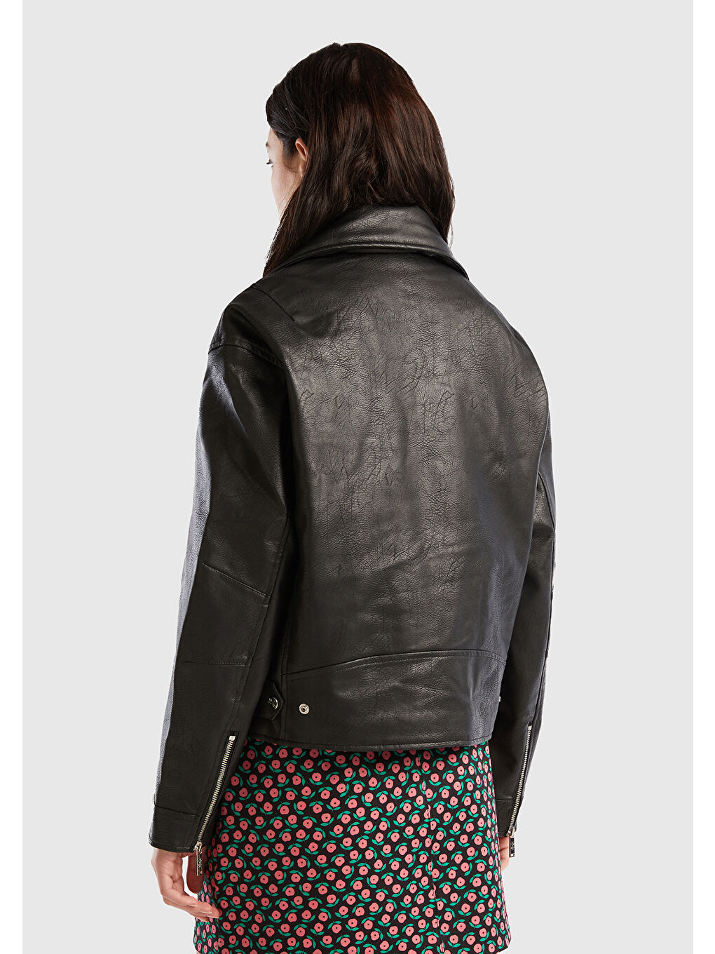 Kadın Siyah Şal Yaka Suni Deri Ceket-2