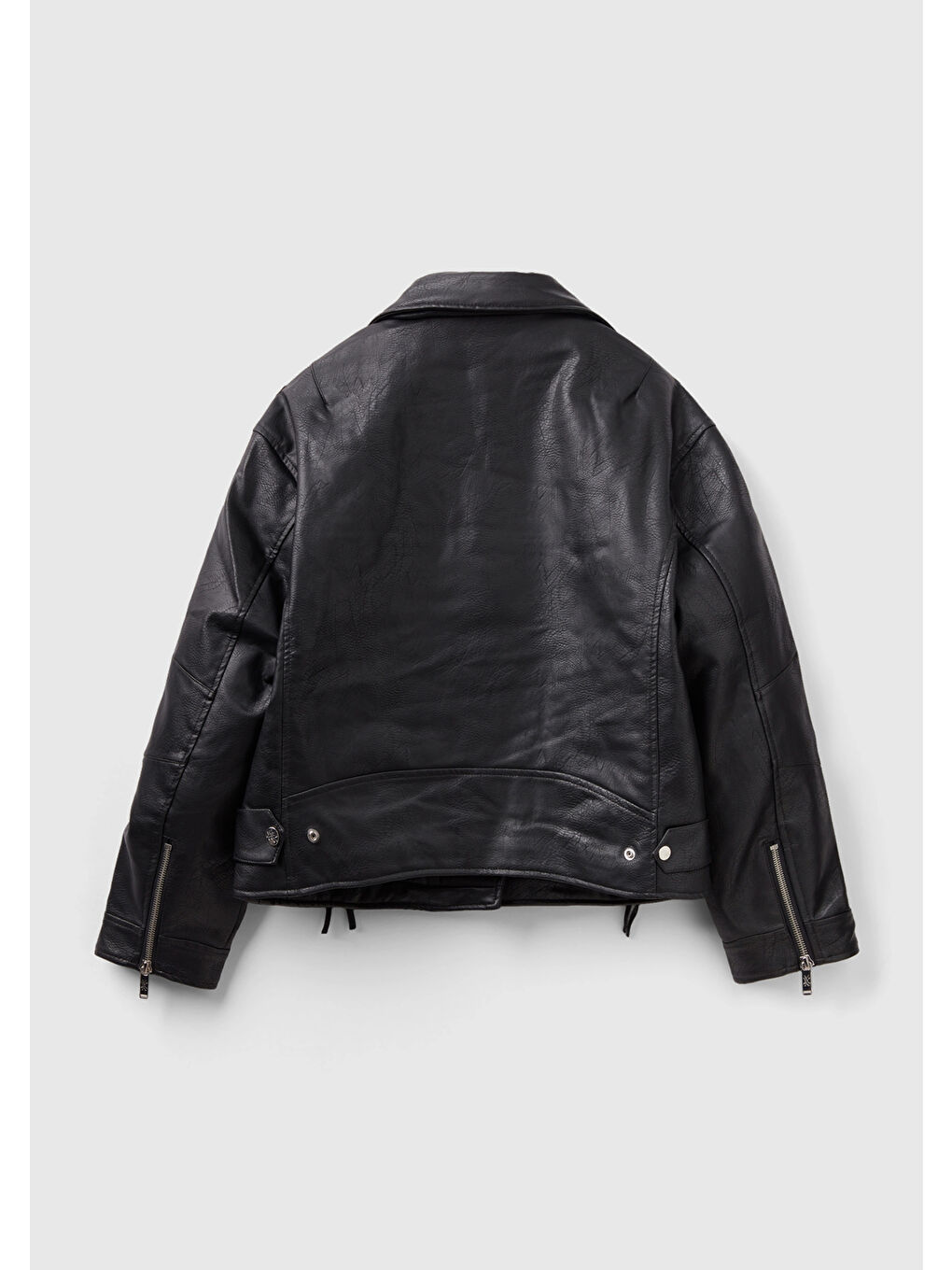 Kadın Siyah Şal Yaka Suni Deri Ceket-3